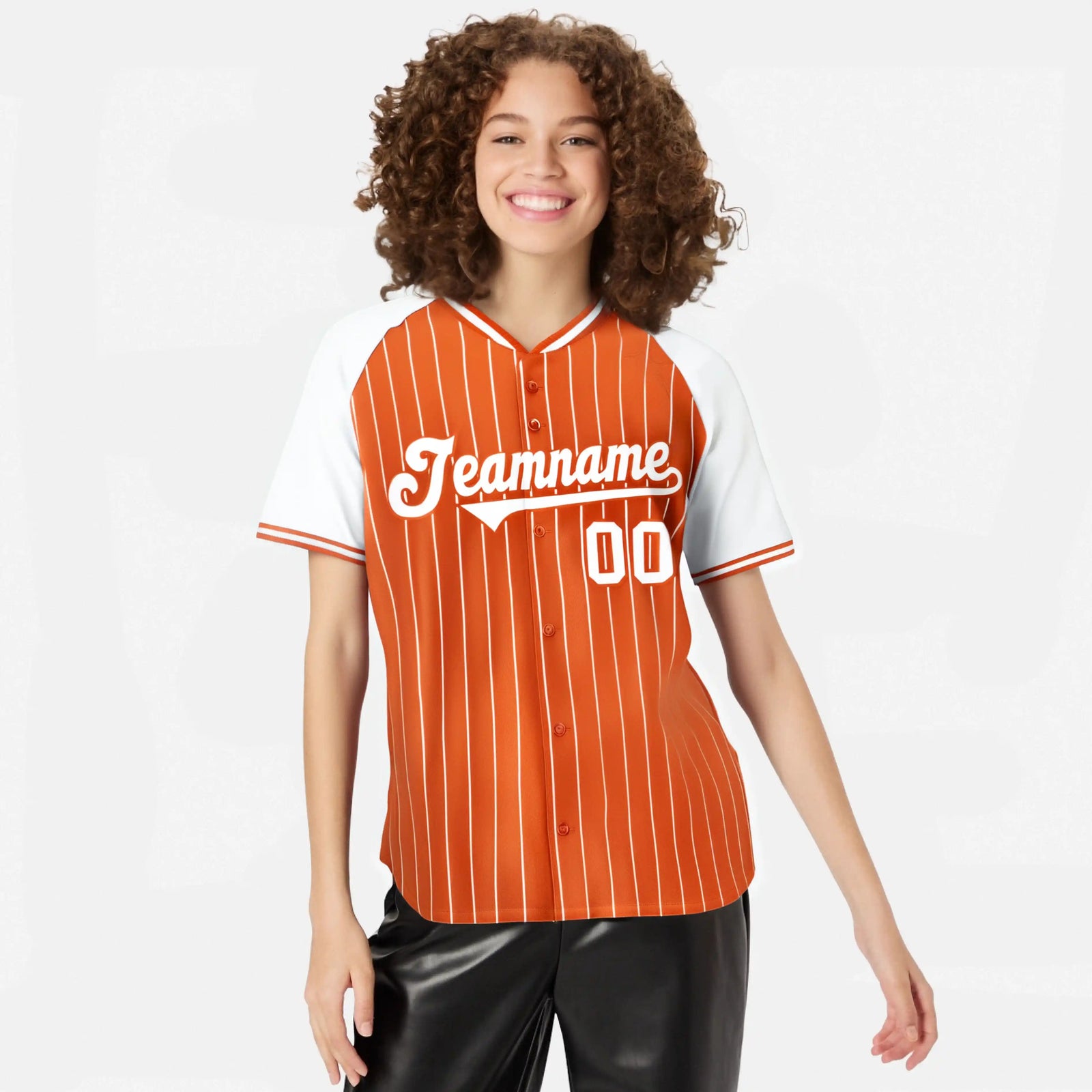 Custom Orange White Pinstripe White-Orange Authentic Raglan Sleeves Baseball Jersey