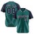 Custom Aqua Navy Pinstripe Authentic Raglan Sleeves Baseball Jersey