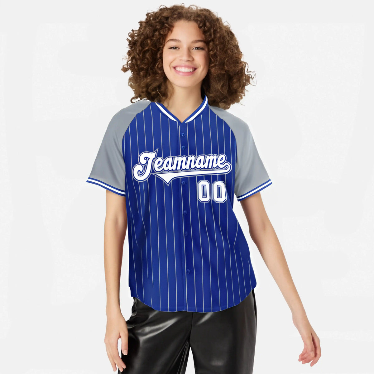 Custom Royal Blue-Gray Pinstripe Authentic Raglan Sleeves Baseball Jersey