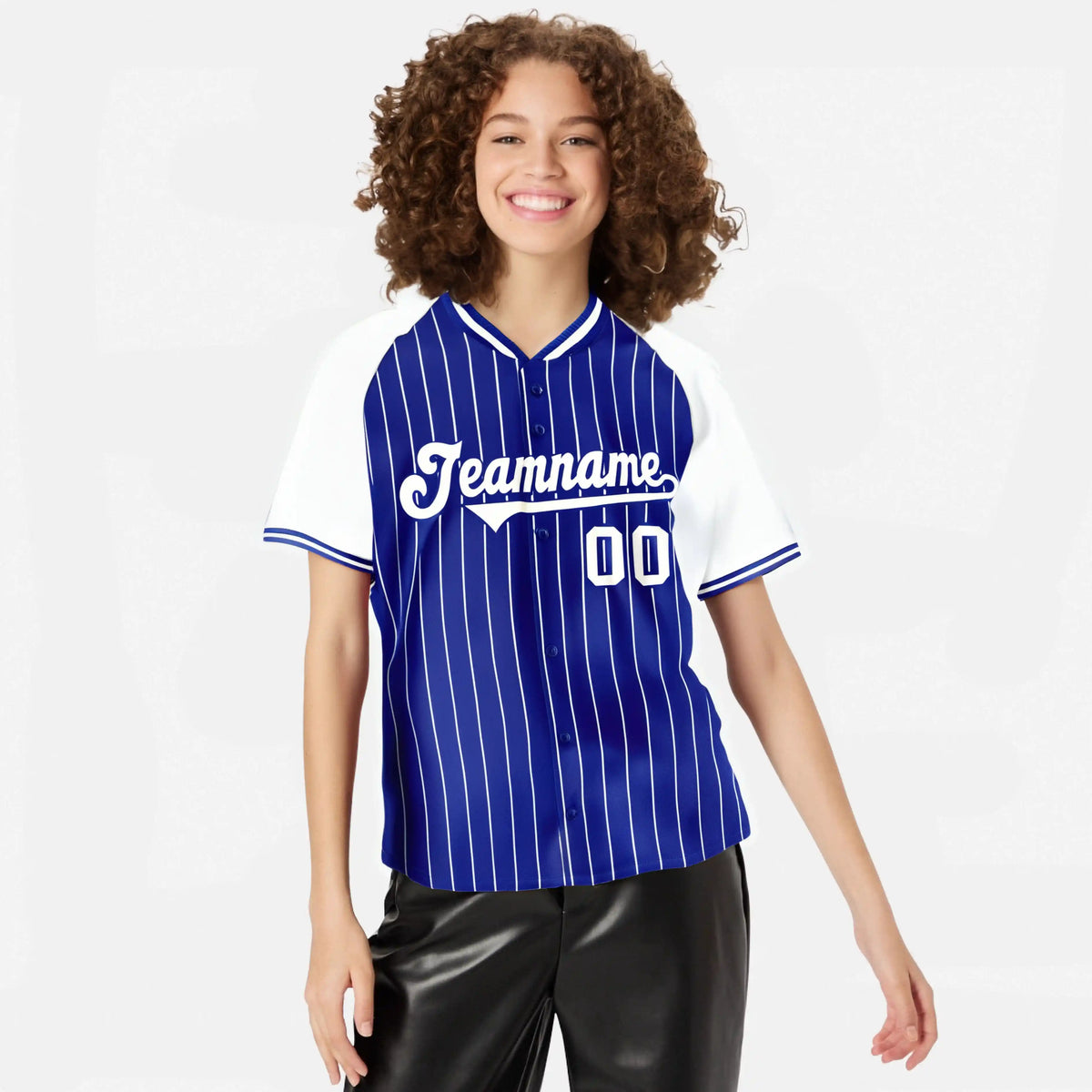 Custom Royal Blue-White Pinstripe Authentic Raglan Sleeves Baseball Jersey