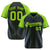 Custom Navy-Neon Green Pinstripe Authentic Raglan Sleeves Baseball Jersey