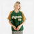 Custom Green-Old Gold Pinstripe Authentic Raglan Sleeves Baseball Jersey