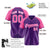 Custom Purple Pink Pinstripe Pink Purple Authentic Raglan Sleeves Baseball Jersey