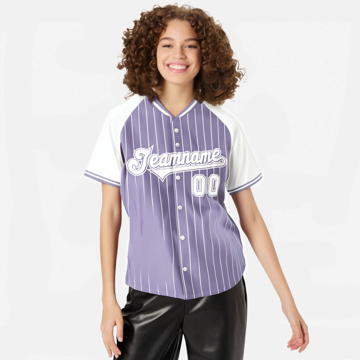 Custom Light Purple White Pinstripe White Light-Purple Authentic Raglan Sleeves Baseball Jersey