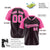 Custom Black Pink Pinstripe Pink-Black Authentic Raglan Sleeves Baseball Jersey