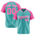 Custom Bright Green-Pink Pinstripe Authentic Raglan Sleeves Baseball Jersey