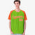 Custom Neon Green Orange Pinstripe Authentic Raglan Sleeves Baseball Jersey