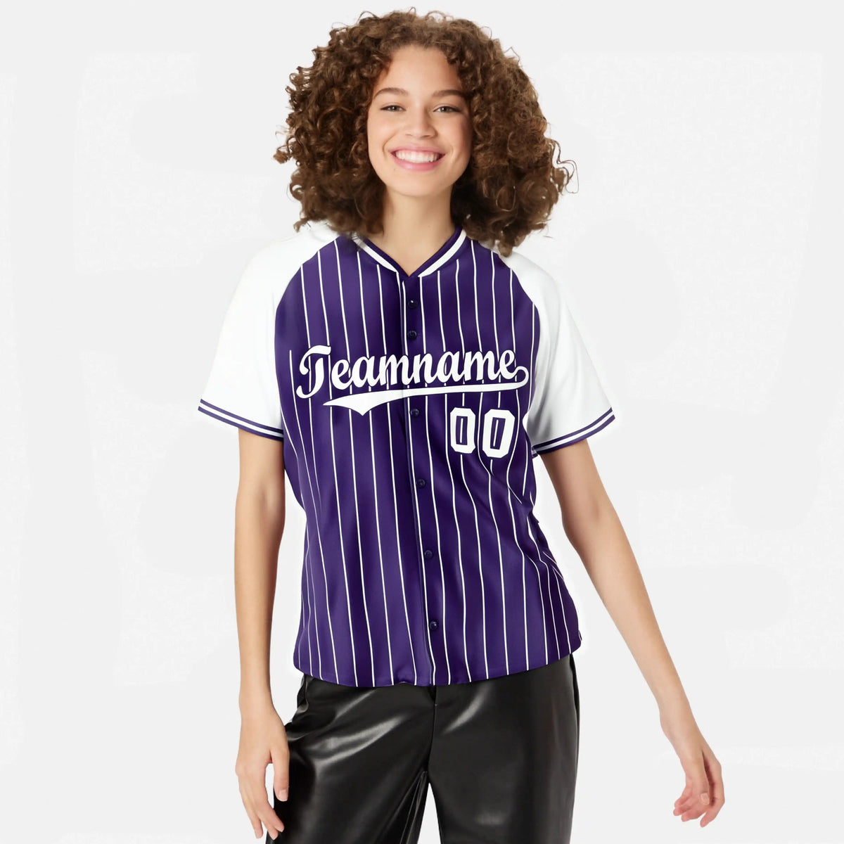 Custom Purple White Pinstripe White Purple Authentic Raglan Sleeves Baseball Jersey