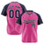 Custom Pink Navy Pinstripe Navy-Pink Authentic Raglan Sleeves Baseball Jersey