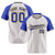 Custom Khaki Blue Pinstripe Authentic Raglan Sleeves Baseball Jersey