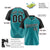 Custom Aqua Black Pinstripe Black-Aqua Authentic Raglan Sleeves Baseball Jersey