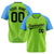 Custom Neon Green Blue Pinstripe Blue Neon-Green Authentic Raglan Sleeves Baseball Jersey