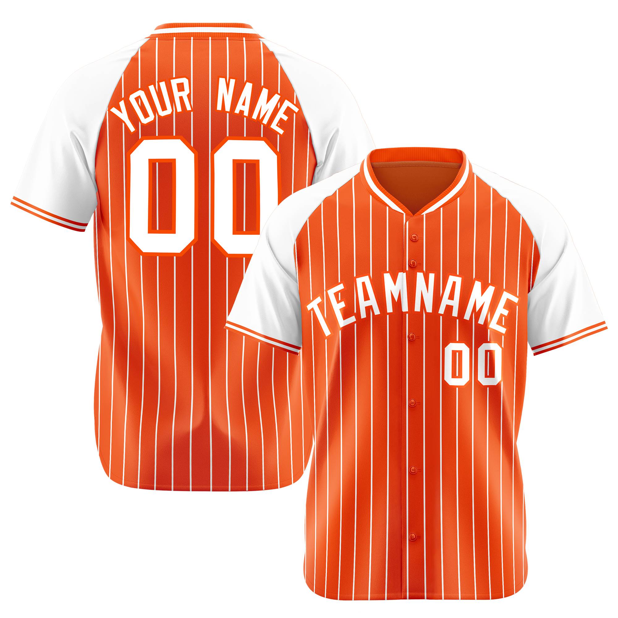 Custom Orange White Pinstripe White-Orange Authentic Raglan Sleeves Baseball Jersey