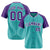 Custom Bright Green-Purple Pinstripe Authentic Raglan Sleeves Baseball Jersey