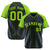 Custom Navy-Neon Green Pinstripe Authentic Raglan Sleeves Baseball Jersey