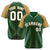 Custom Green-Old Gold Pinstripe Authentic Raglan Sleeves Baseball Jersey