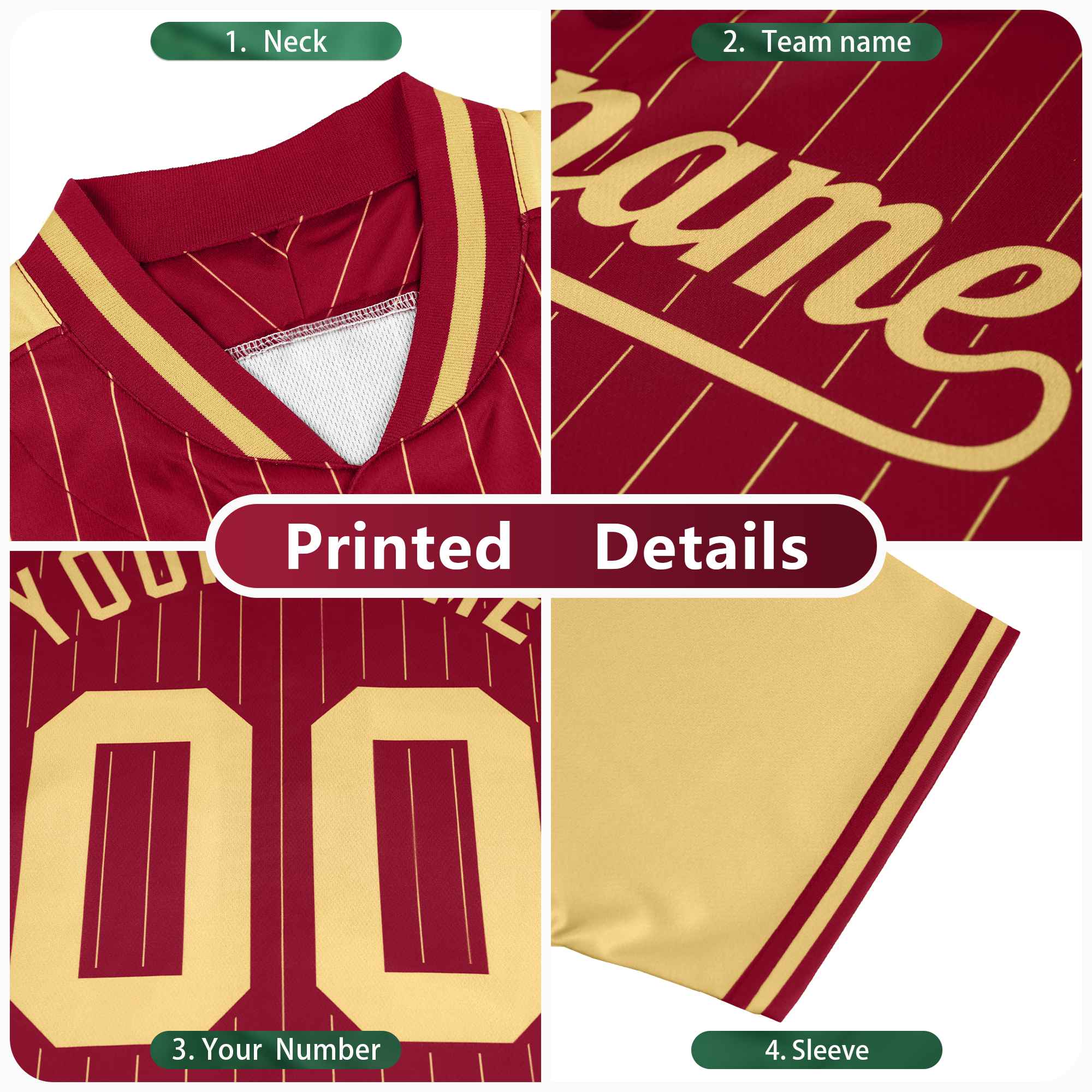 Custom Green Gold Pinstripe Authentic Raglan Sleeves Baseball Jersey