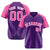 Custom Purple Pink Pinstripe Pink Purple Authentic Raglan Sleeves Baseball Jersey