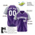 Custom Purple Gray Pinstripe Gray Purple Authentic Raglan Sleeves Baseball Jersey