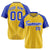 Custom Gold-Royal Blue Pinstripe Authentic Raglan Sleeves Baseball Jersey