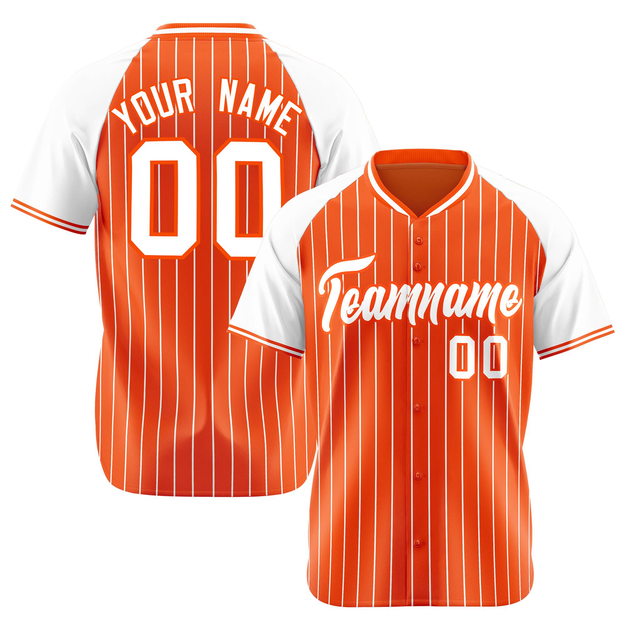 Custom Orange White Pinstripe White-Orange Authentic Raglan Sleeves Baseball Jersey