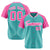 Custom Bright Green-Pink Pinstripe Authentic Raglan Sleeves Baseball Jersey