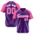 Custom Purple Pink Pinstripe Pink Purple Authentic Raglan Sleeves Baseball Jersey