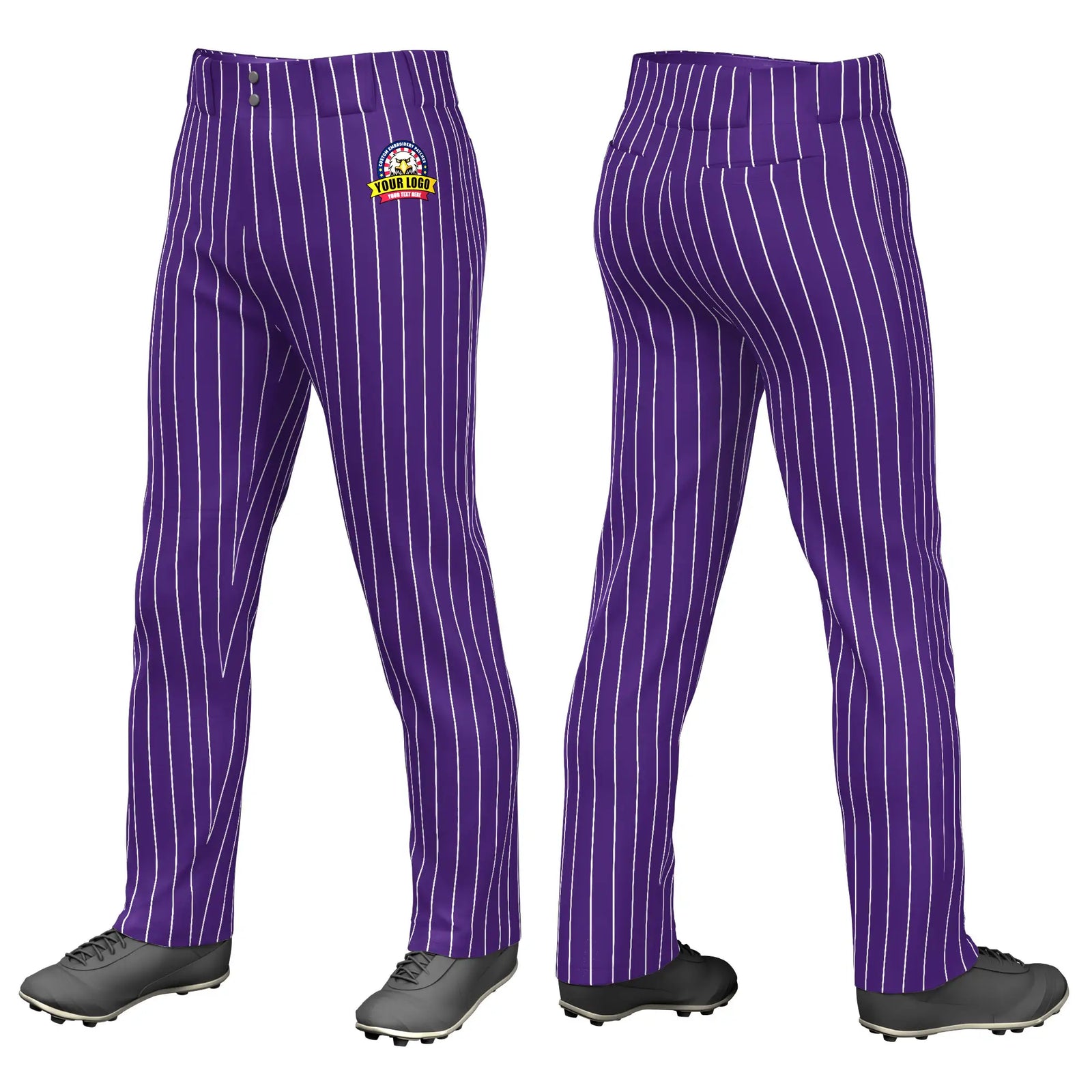 Custom Purple White Pinstripe Fit Stretch Practice Loose-fit Baseball Pants