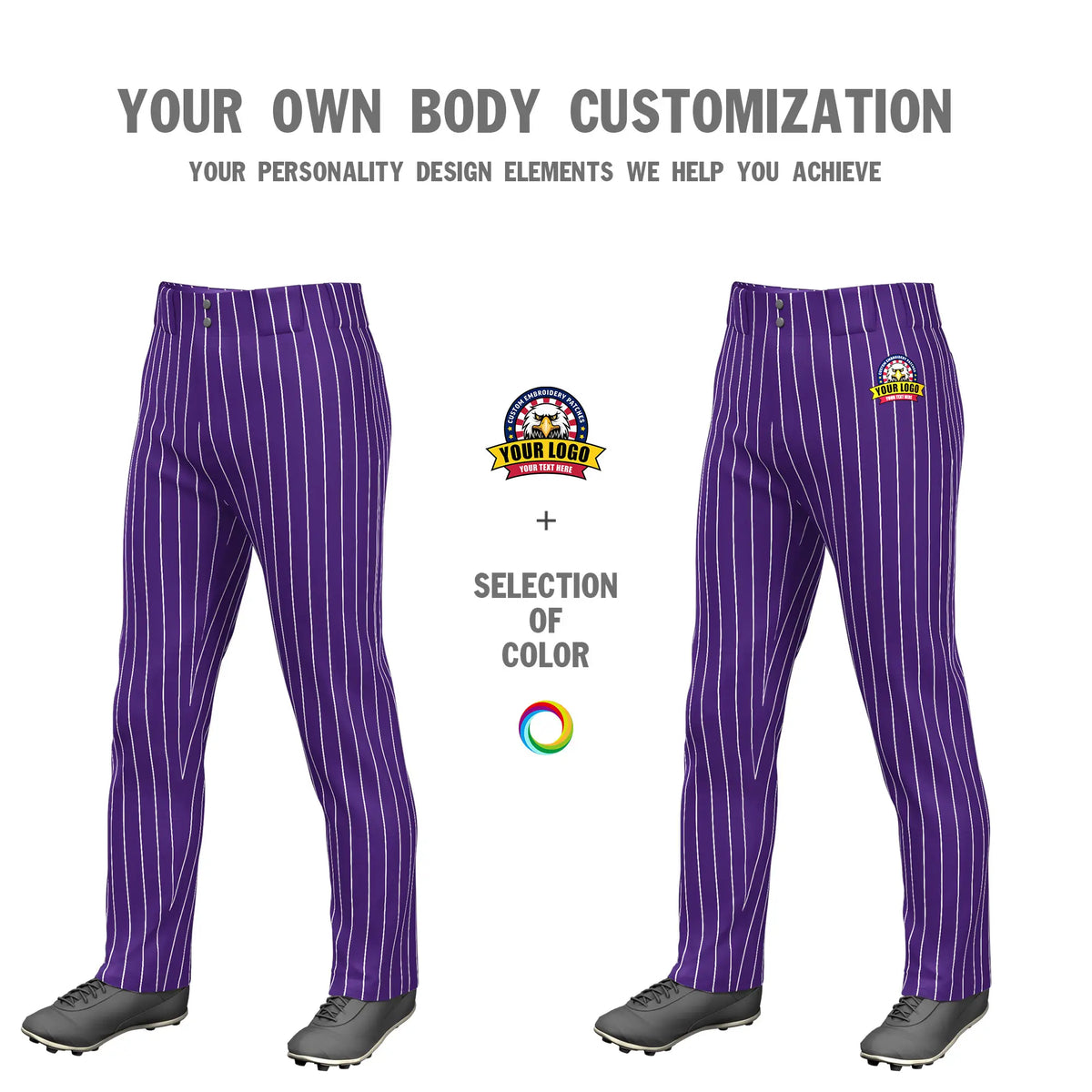 Custom Purple White Pinstripe Fit Stretch Practice Loose-fit Baseball Pants