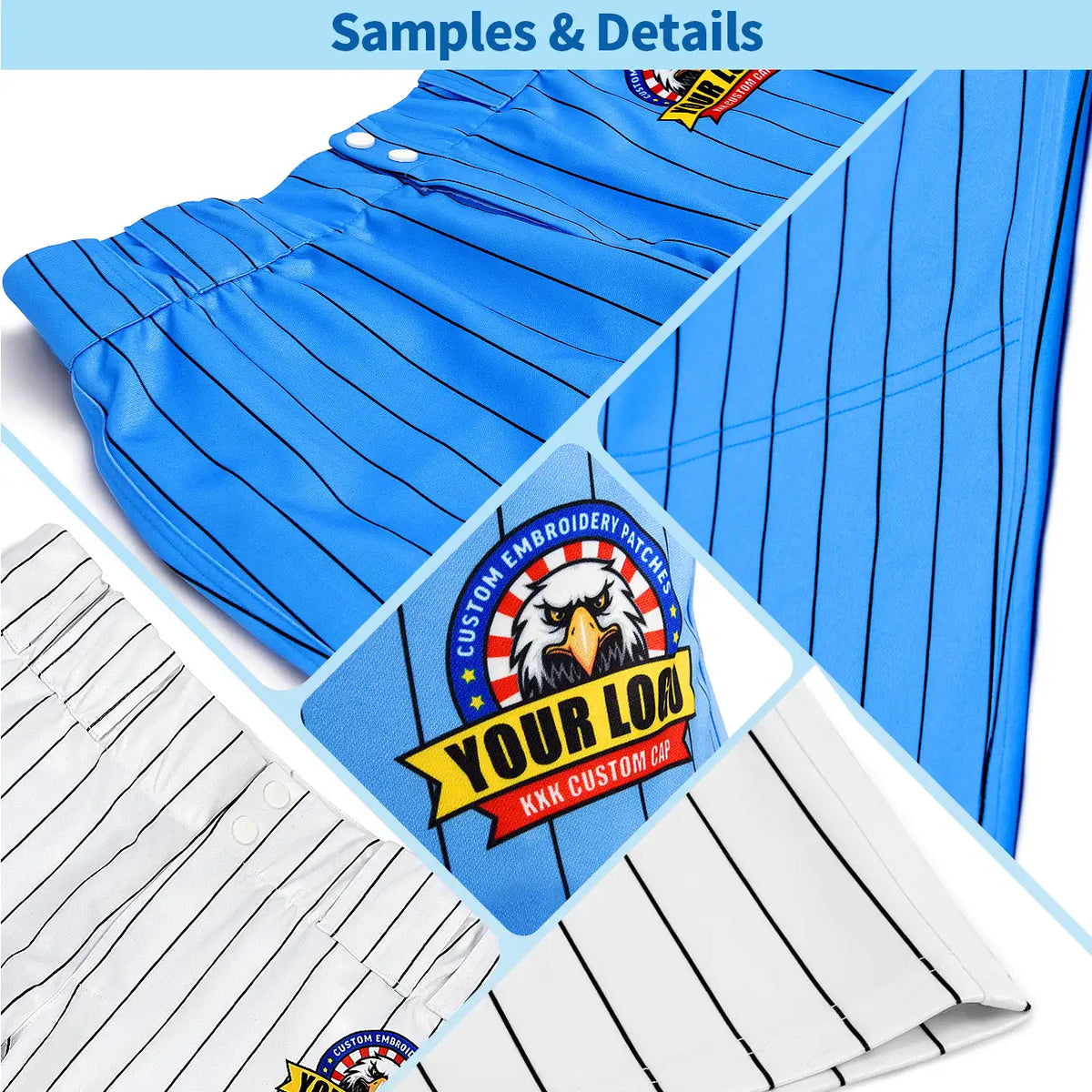 Custom Navy White Pinstripe Fit Stretch Practice Loose-fit Baseball Pants