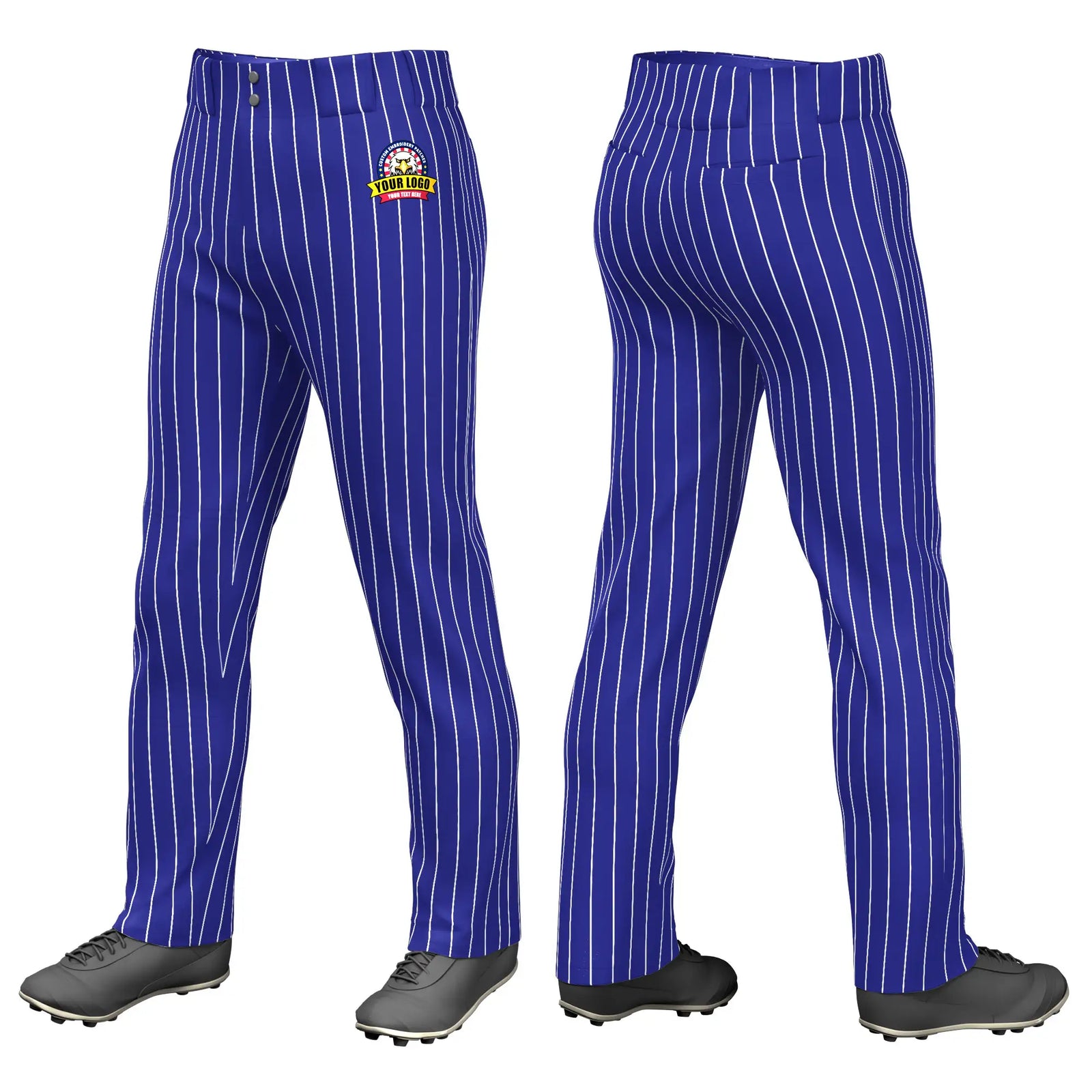 Custom Royal Blue White Pinstripe Fit Stretch Practice Loose-fit Baseball Pants