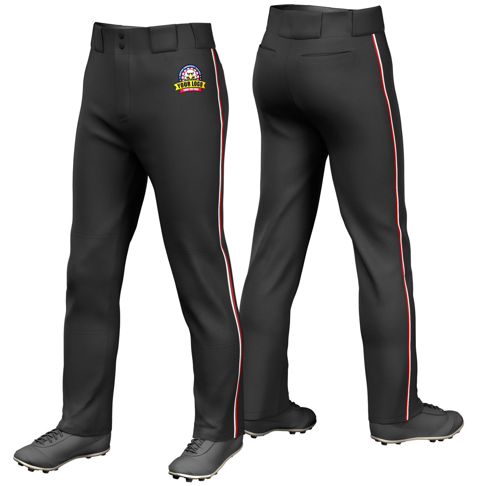 Custom Black White-Red Classic Fit Stretch Practice Loose-fit Baseball