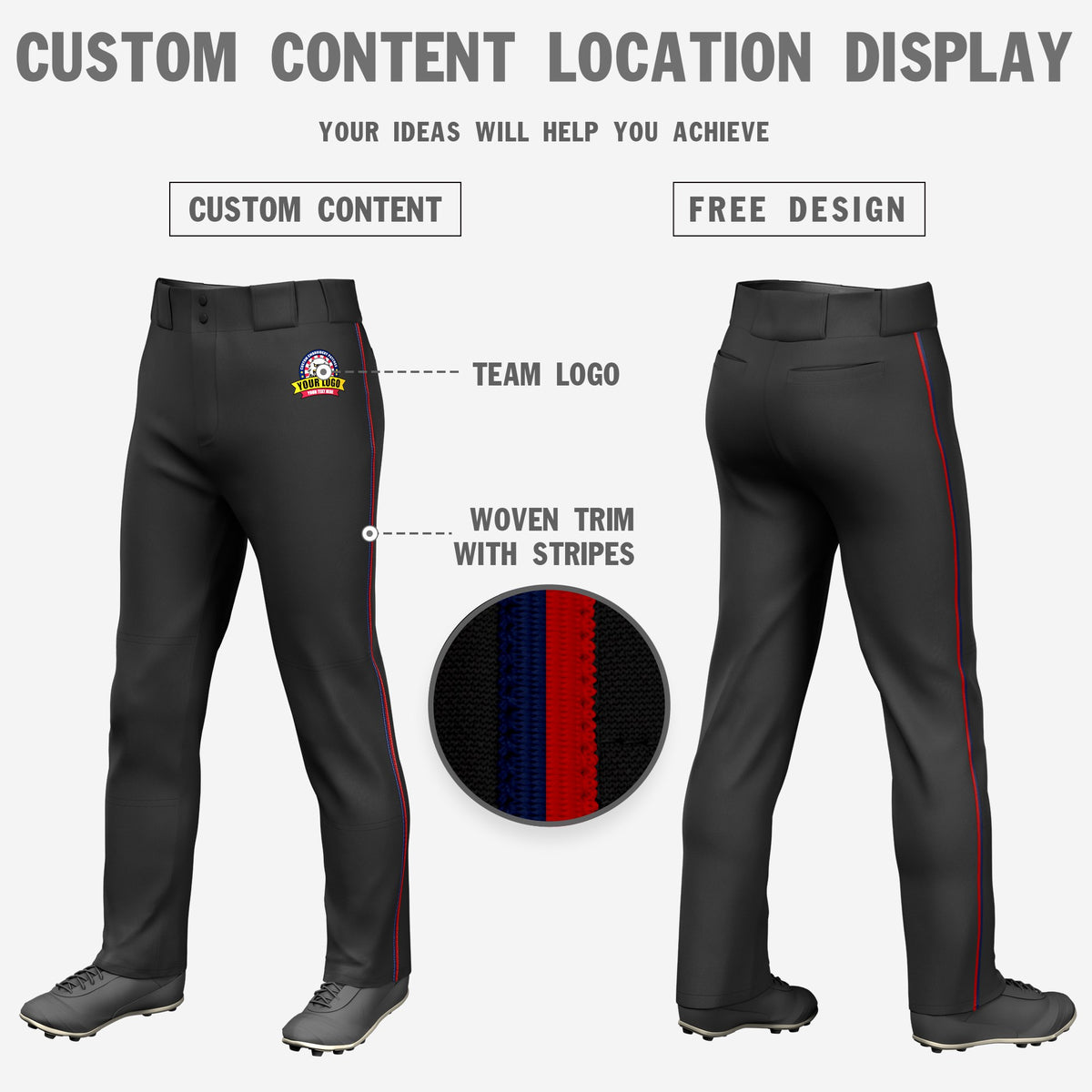 Custom Black Navy-Red Classic Fit Stretch Practice Loose-fit Baseball