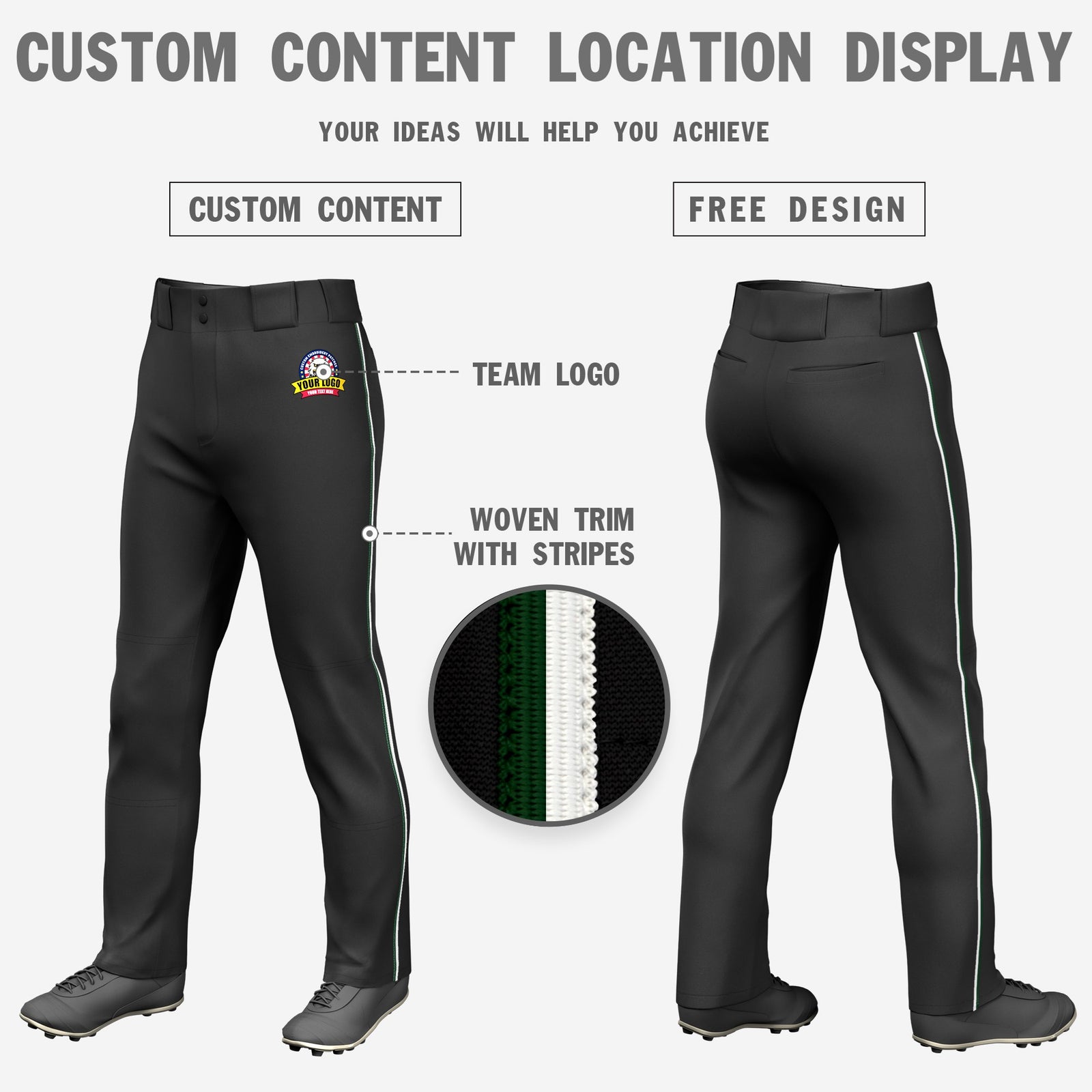 Custom Black Green-White Classic Fit Stretch Practice Loose-fit Baseball