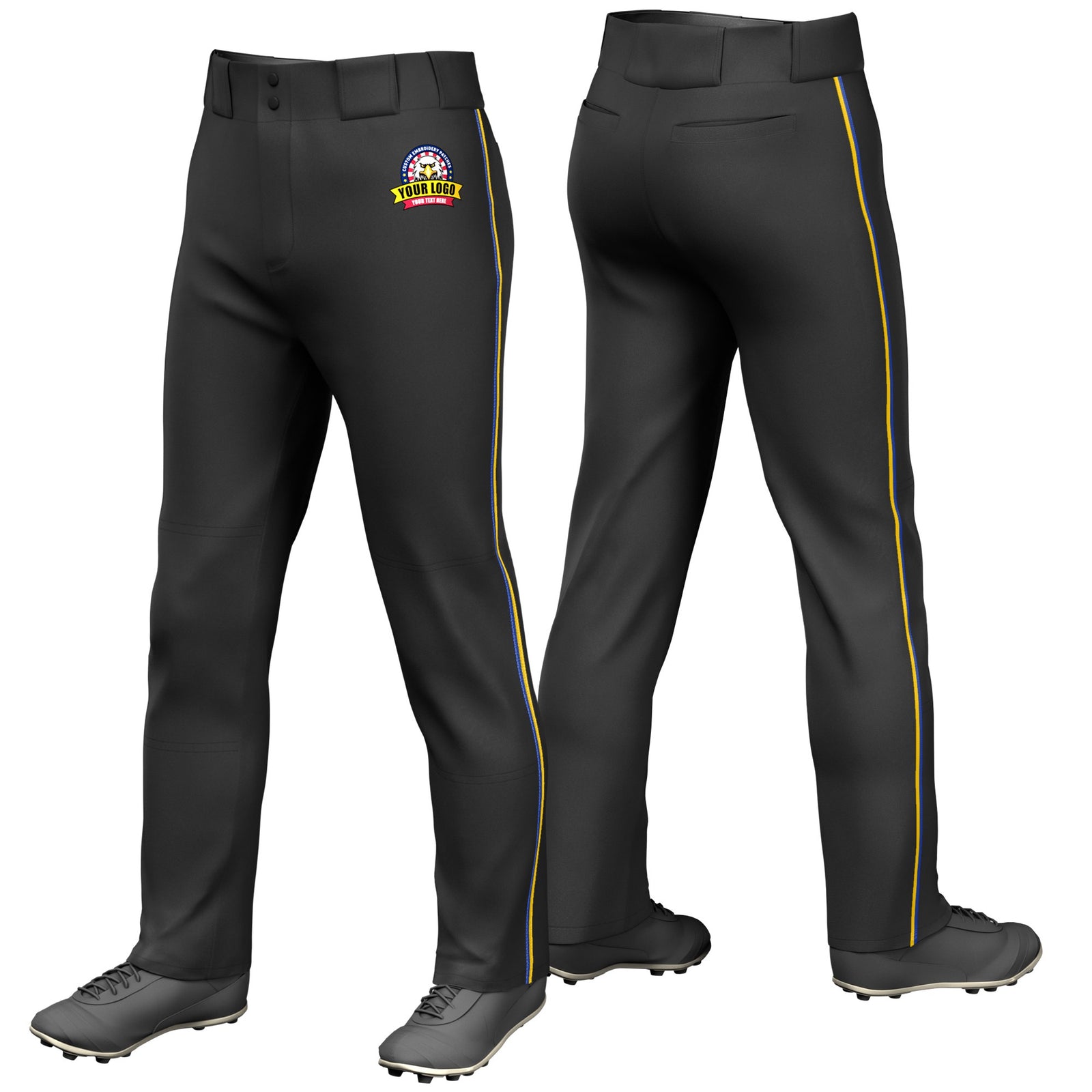 Custom Black Royal Blue-Gold01 Classic Fit Stretch Practice Loose-fit Baseball