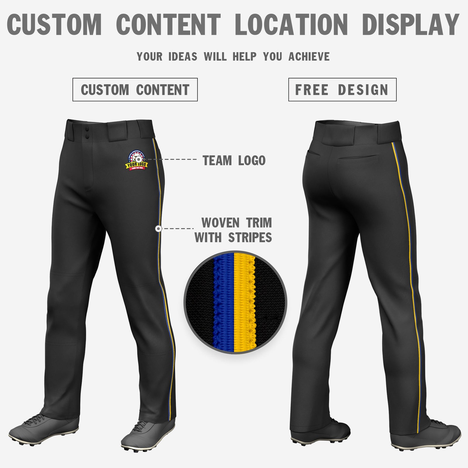 Custom Black Royal Blue-Gold01 Classic Fit Stretch Practice Loose-fit Baseball