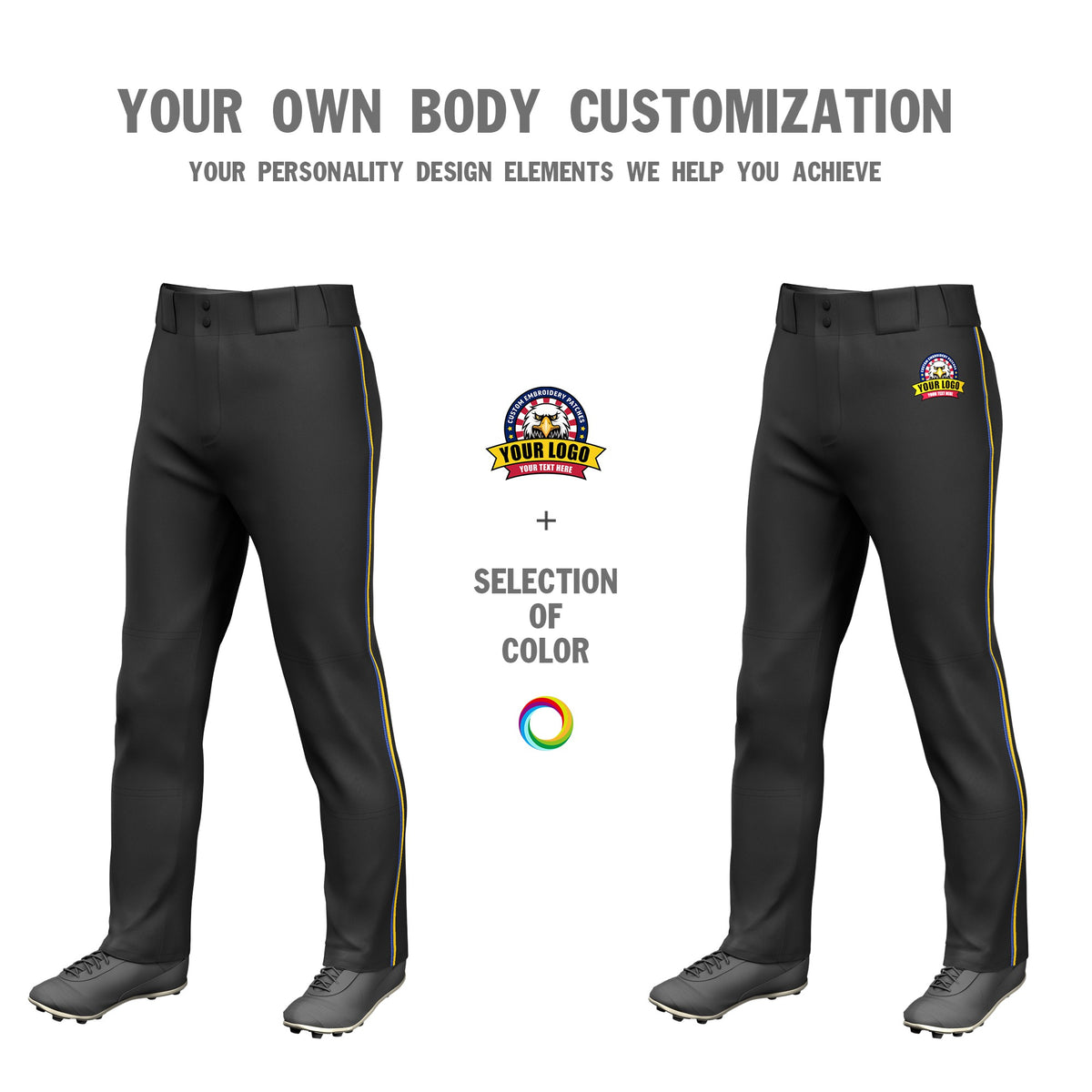 Custom Black Royal Blue-Gold01 Classic Fit Stretch Practice Loose-fit Baseball