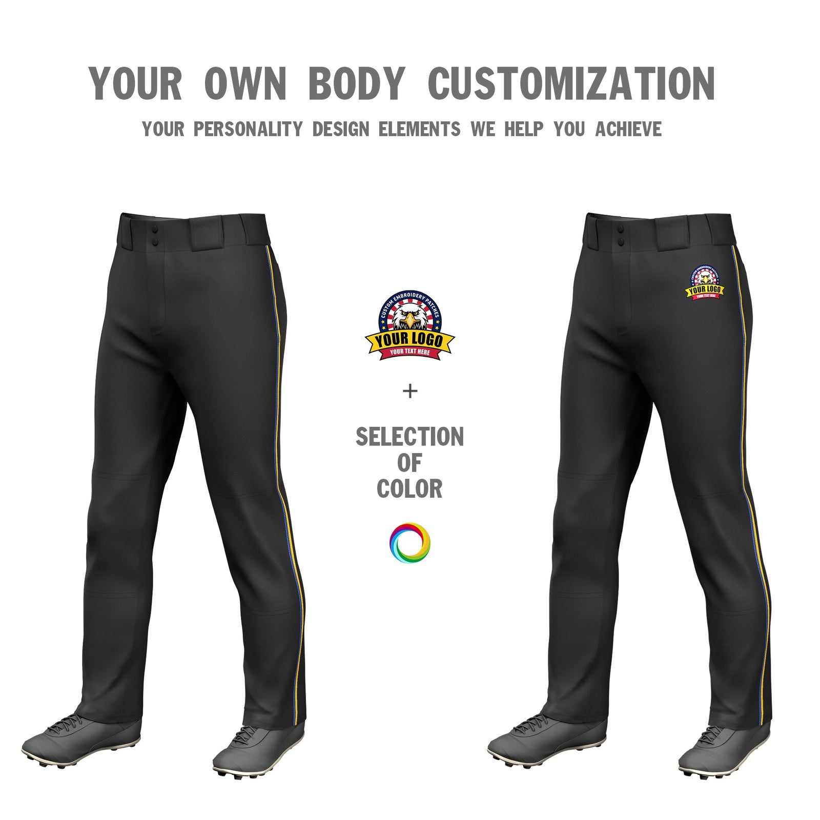 Custom Black Royal Blue-Gold01 Classic Fit Stretch Practice Loose-fit Baseball