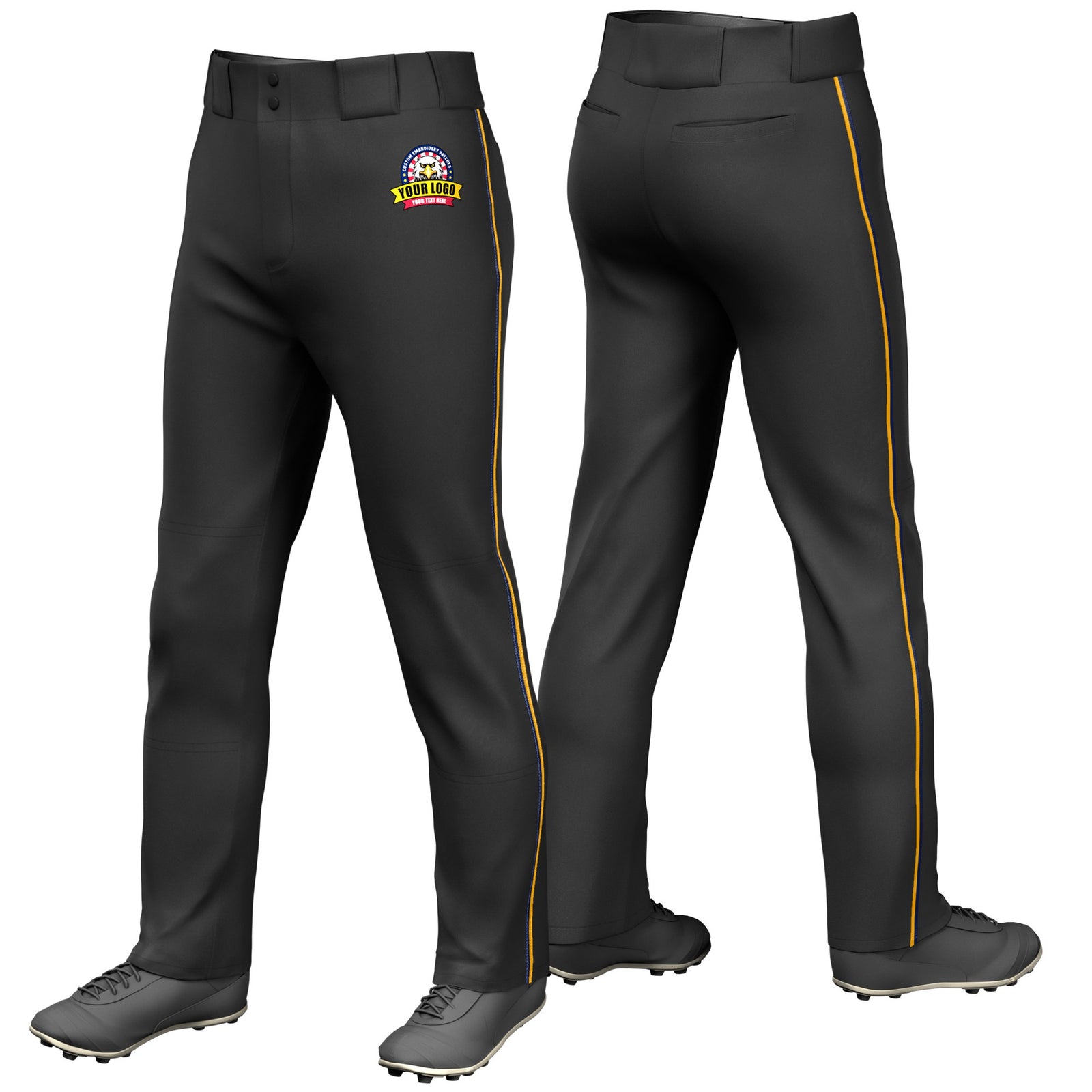 Custom Black Navy-Yellow Classic Fit Stretch Practice Loose-fit Baseball