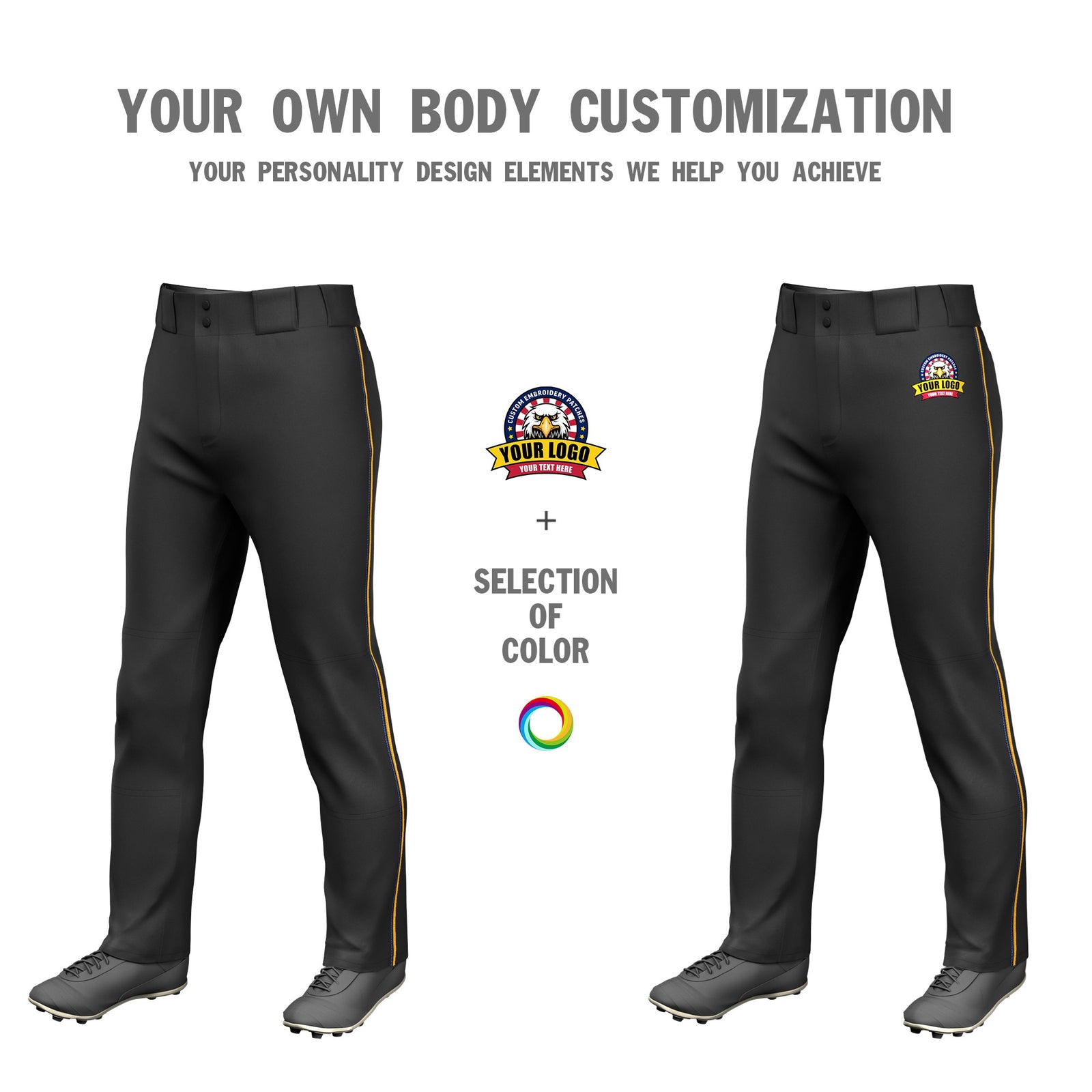 Custom Black Navy-Yellow Classic Fit Stretch Practice Loose-fit Baseball