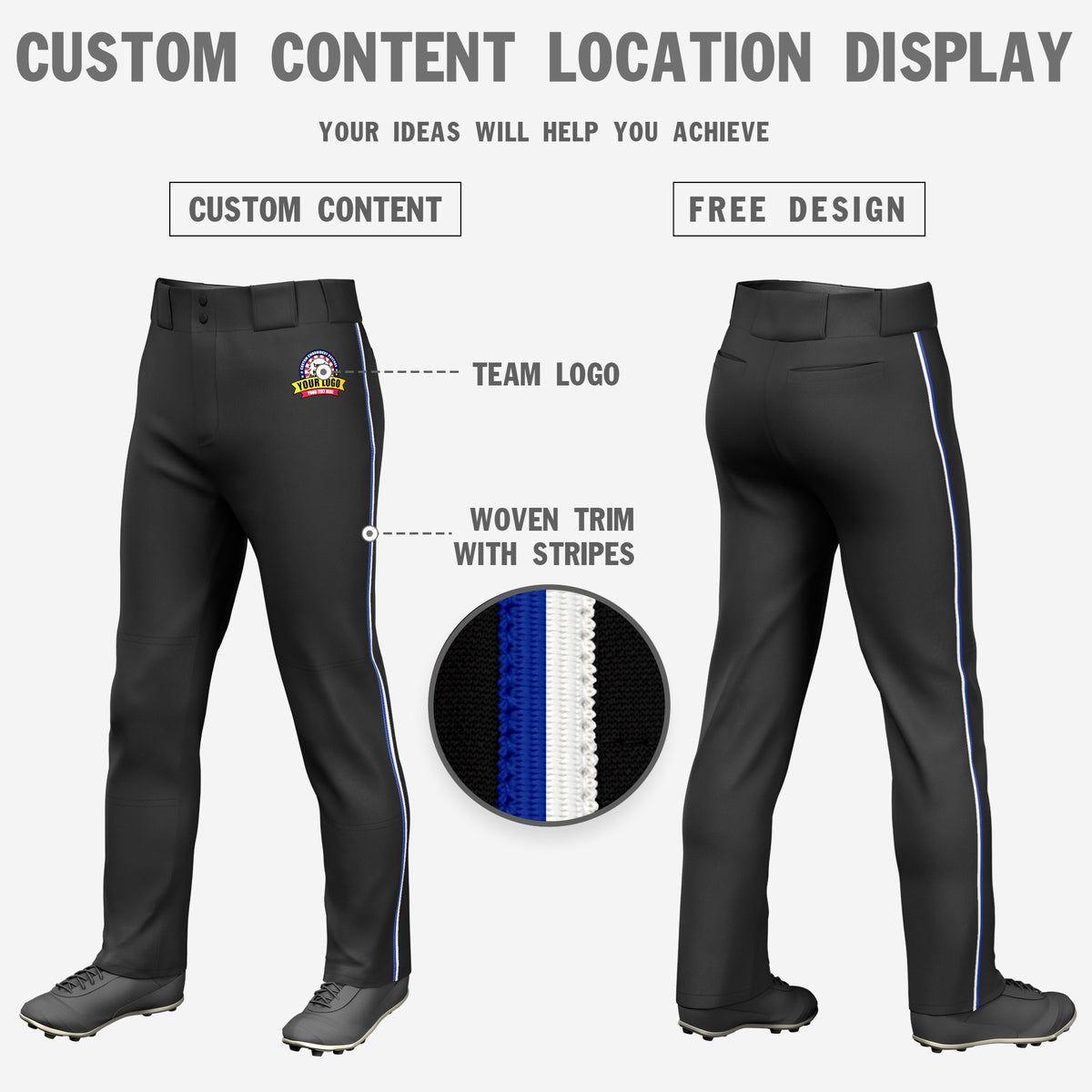 Custom Black Royal Blue-White Classic Fit Stretch Practice Loose-fit Baseball