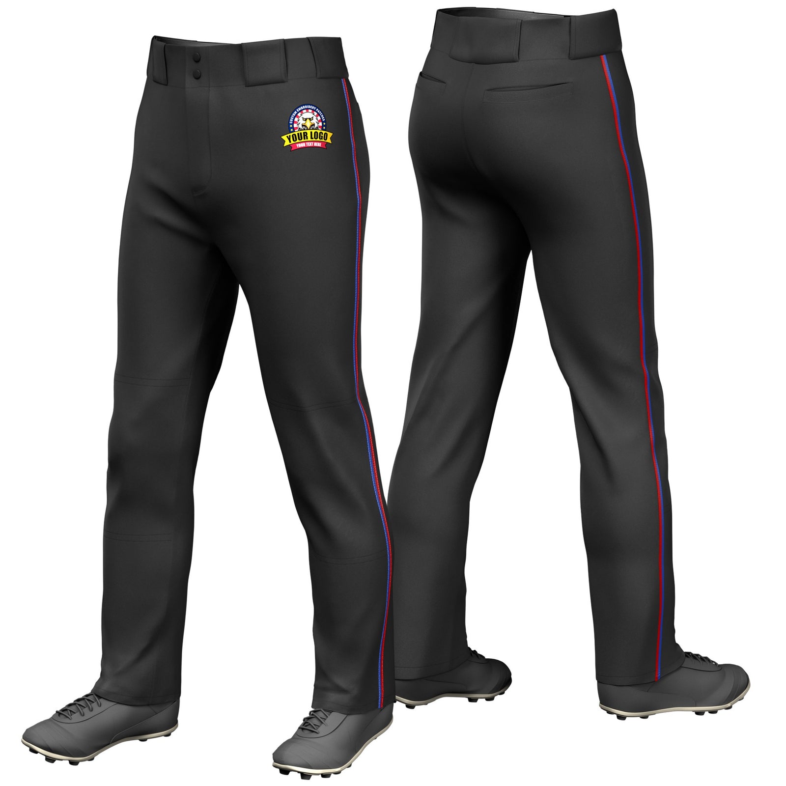 Custom Black Royal Blue-Red Classic Fit Stretch Practice Loose-fit Baseball