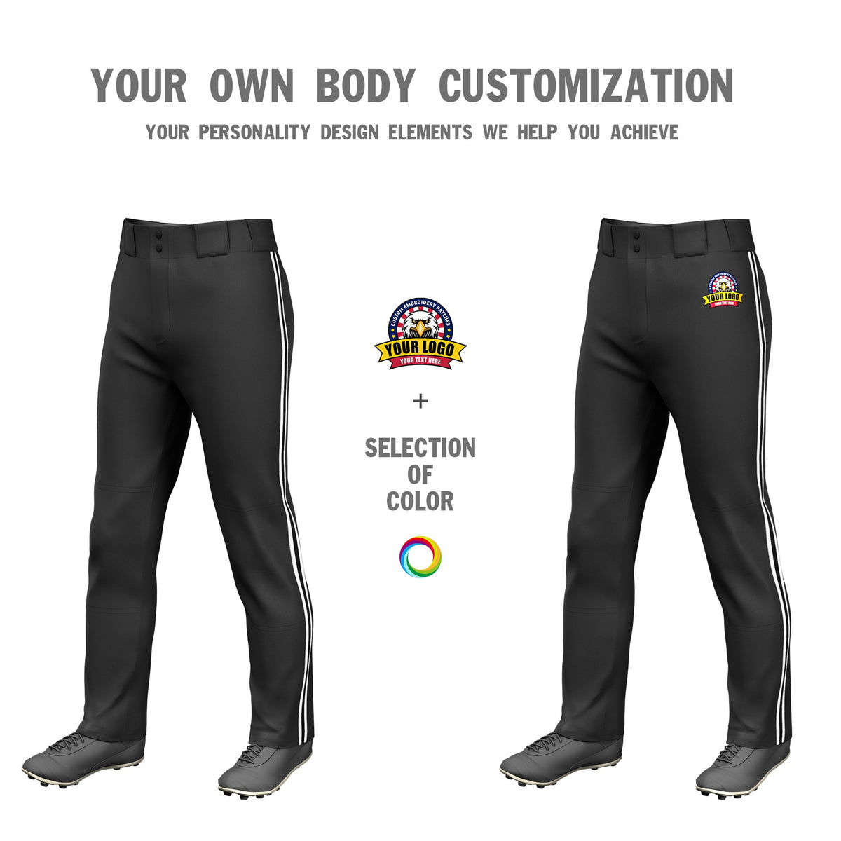Custom Black White-Black-White Classic Fit Stretch Practice Loose-fit Baseball Pants