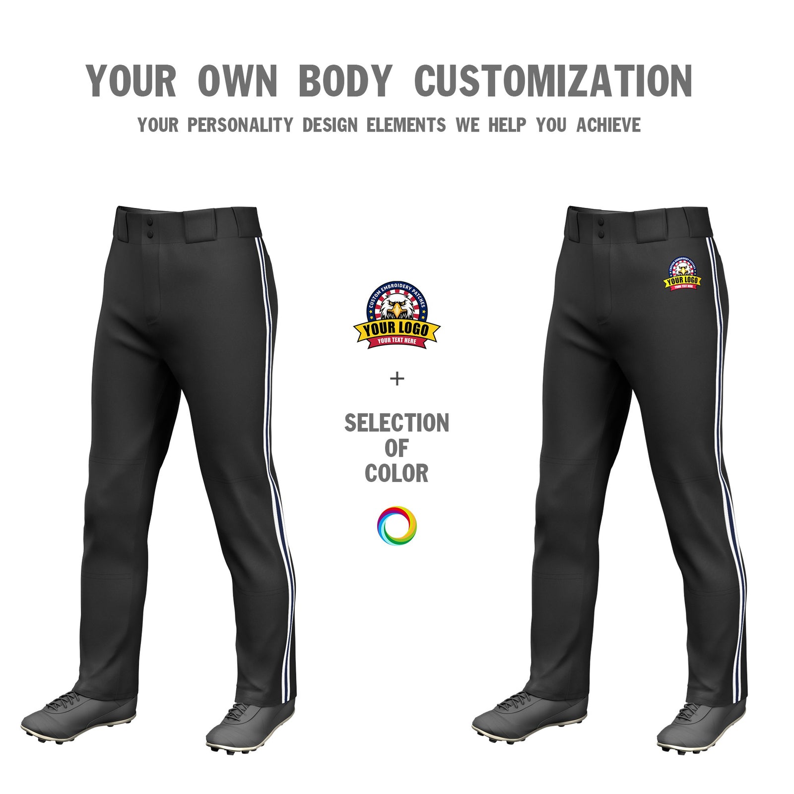 Custom Black White-Navy-White Classic Fit Stretch Practice Loose-fit Baseball Pants