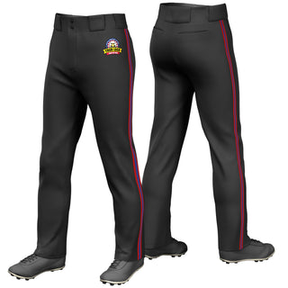 Pantalones de béisbol holgados y elásticos de práctica, personalizados, con ribetes en negro, rojo, azul real y rojo.