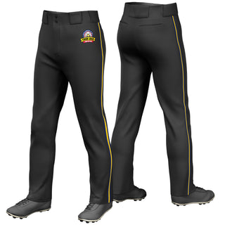Pantalones de béisbol holgados, elásticos, de ajuste clásico, con ribetes en negro, azul marino y dorado 01, personalizados.
