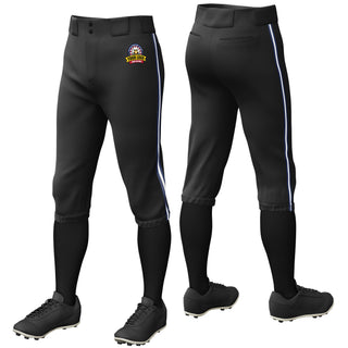 Custom Black Navy-White-Navy Piping Classic Fit Stretch Practice Knickers Baseball Pants