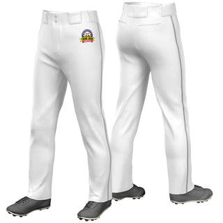 Custom White Gray Piping Classic Fit Stretch Practice Loose-fit Baseball Pants