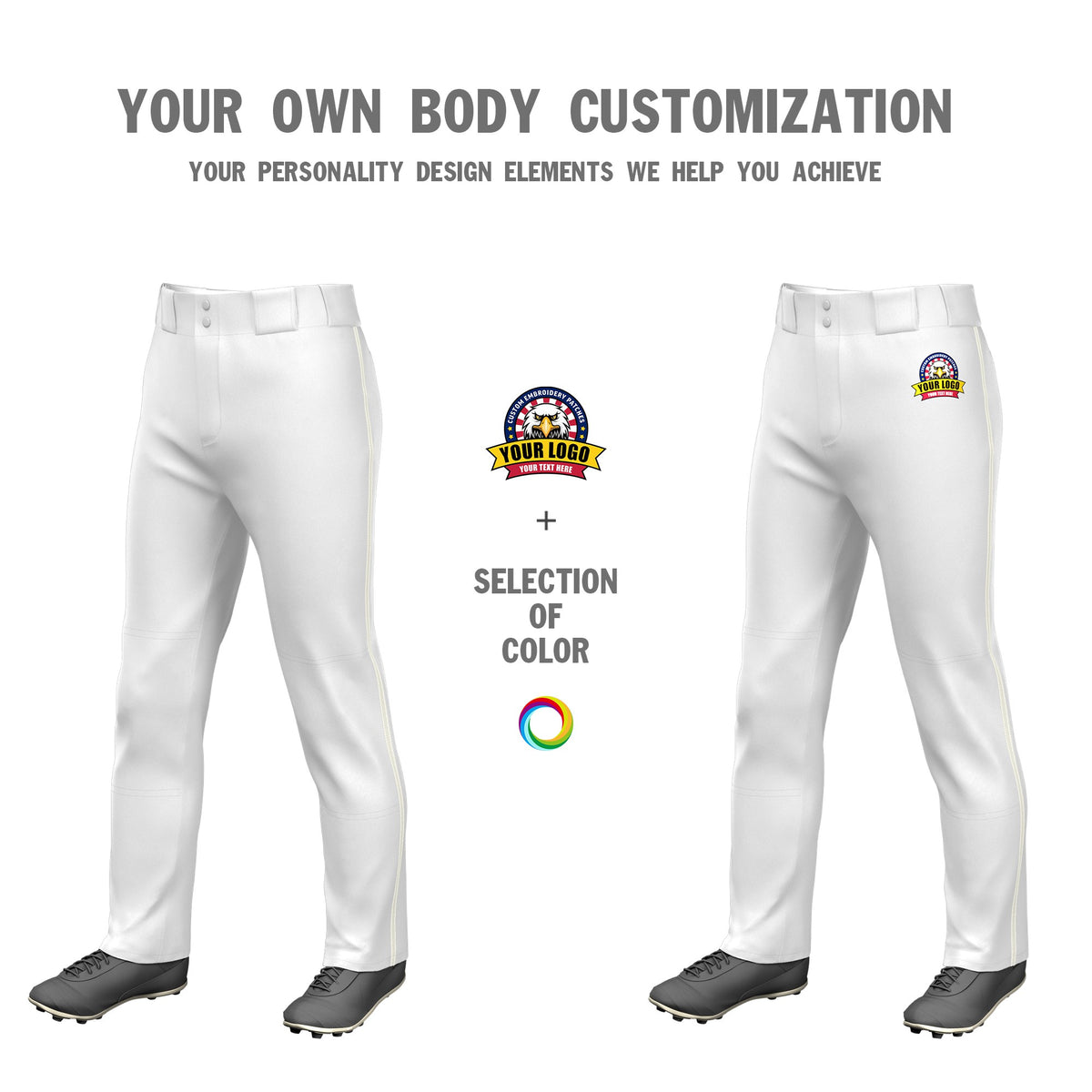 Custom White Cream Classic Fit Stretch Practice Loose-fit Baseball Pants