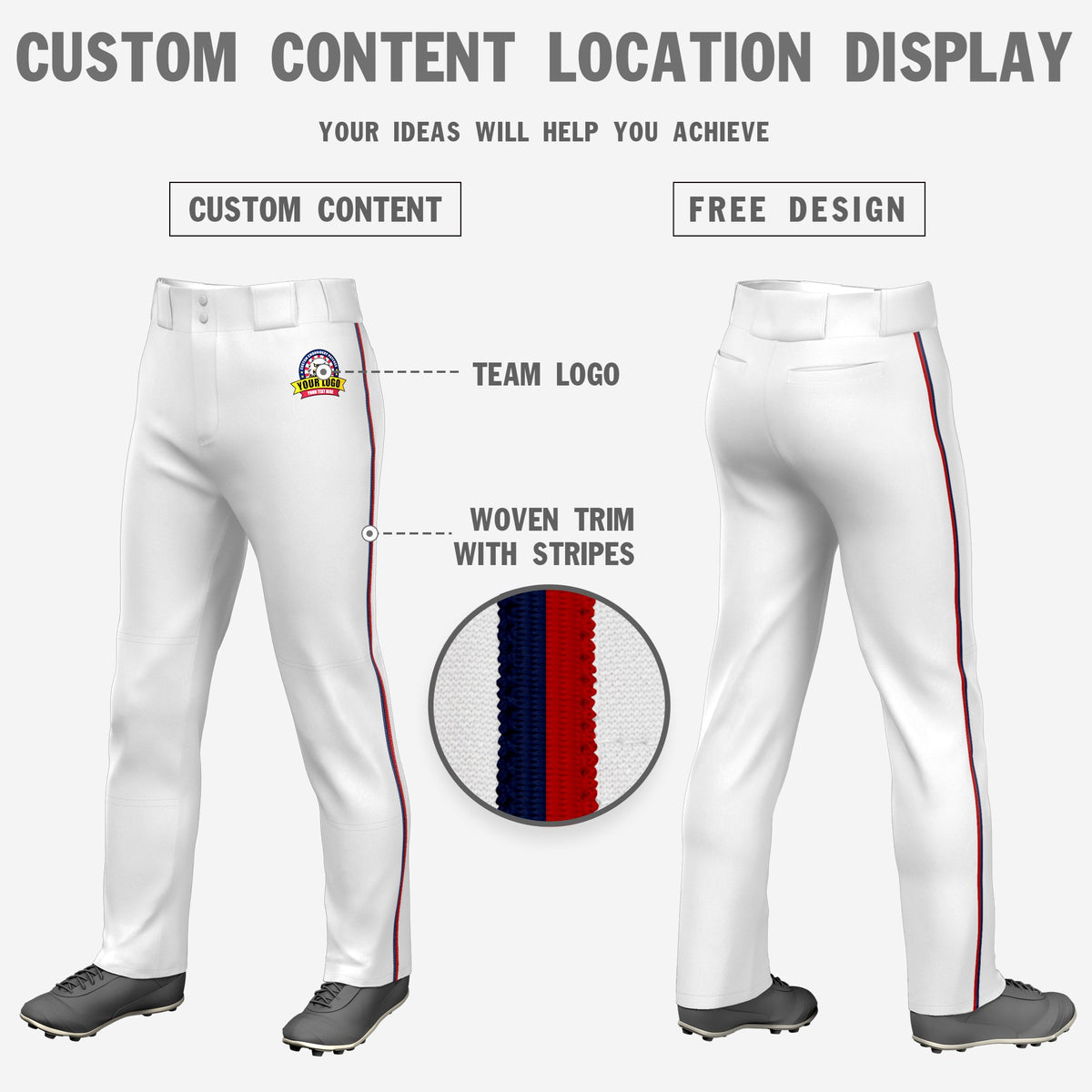 Custom White Navy-Red Classic Fit Stretch Practice Loose-fit Baseball